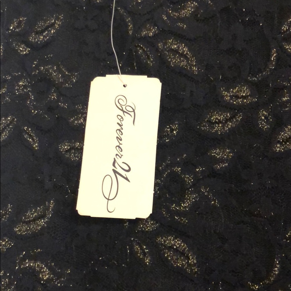 SOLD Forever 21 Black/gold Lace Mini Skirt - Picture 2 of 4